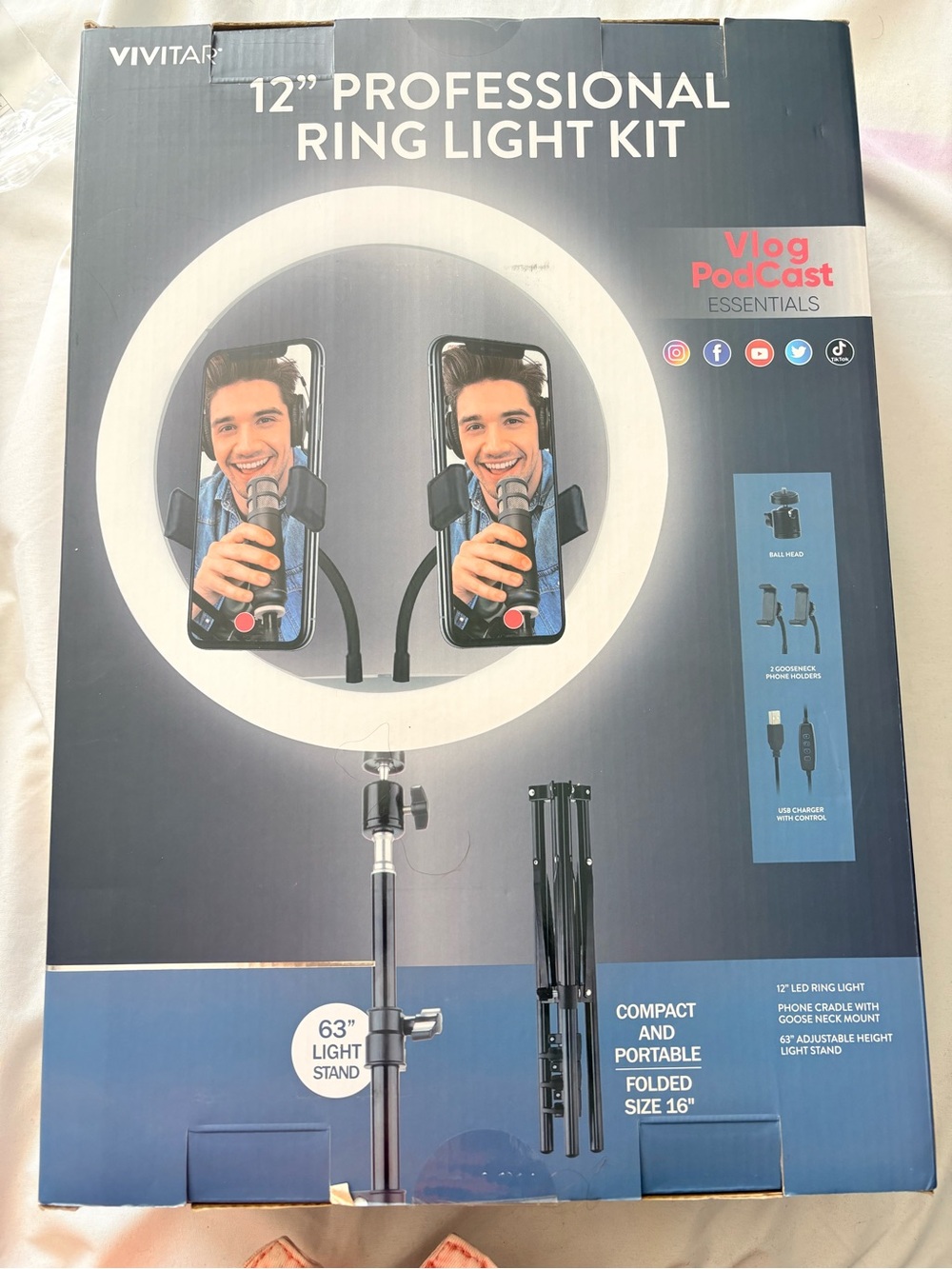 Vivitar 12" Professional Ring Light Kit - White